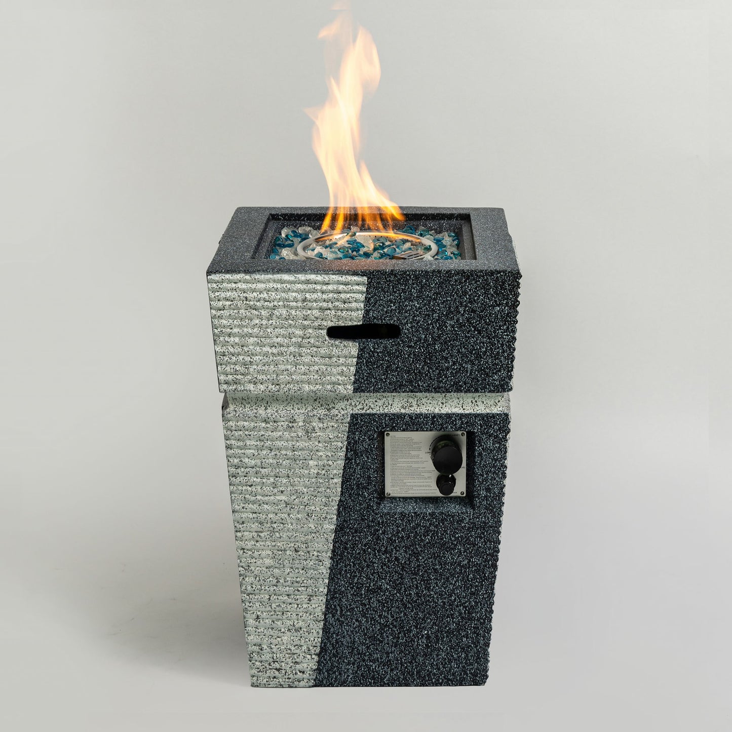 Propane, Gas 50000 Btu Square Fire Pit Table For Outside - Light Gray Blue