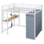Loft Bed With Desk, Shelves, Power Outlet, LED Light And Wardrobe