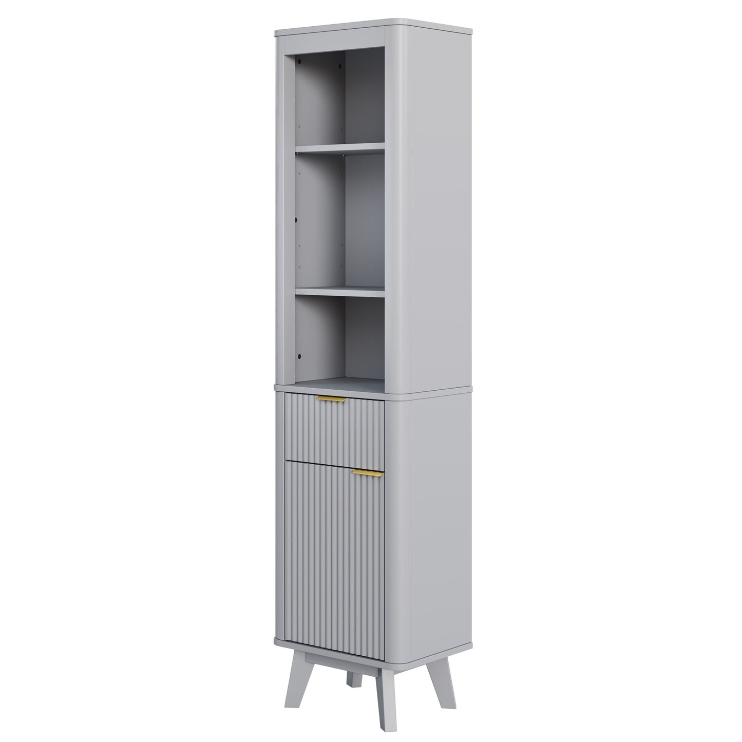 Tall Bathroom Storage Cabinet With Adjustable Shelves And 1 Drawer & Door