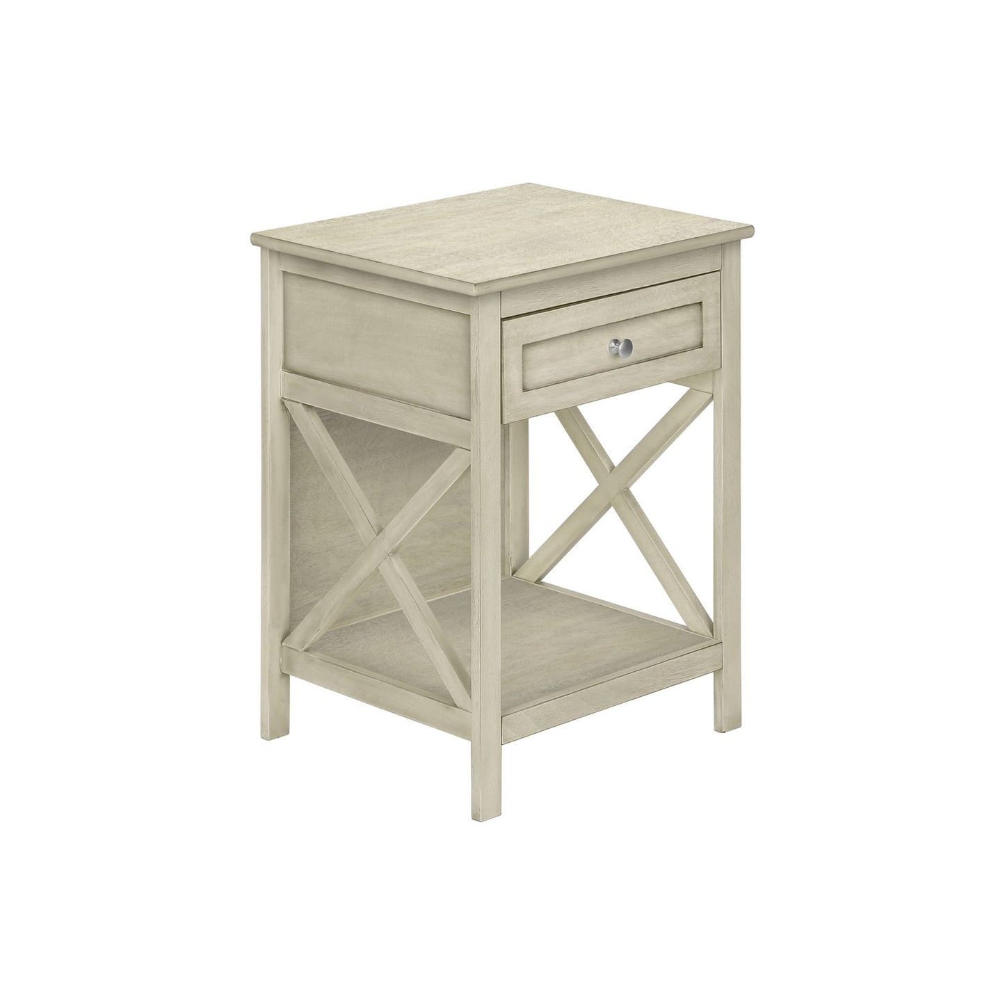 Accent End Table, 2 Tier, Storage Drawer, Transitional Style