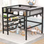 Loft Bed With 4 Tier Shelves And Storage