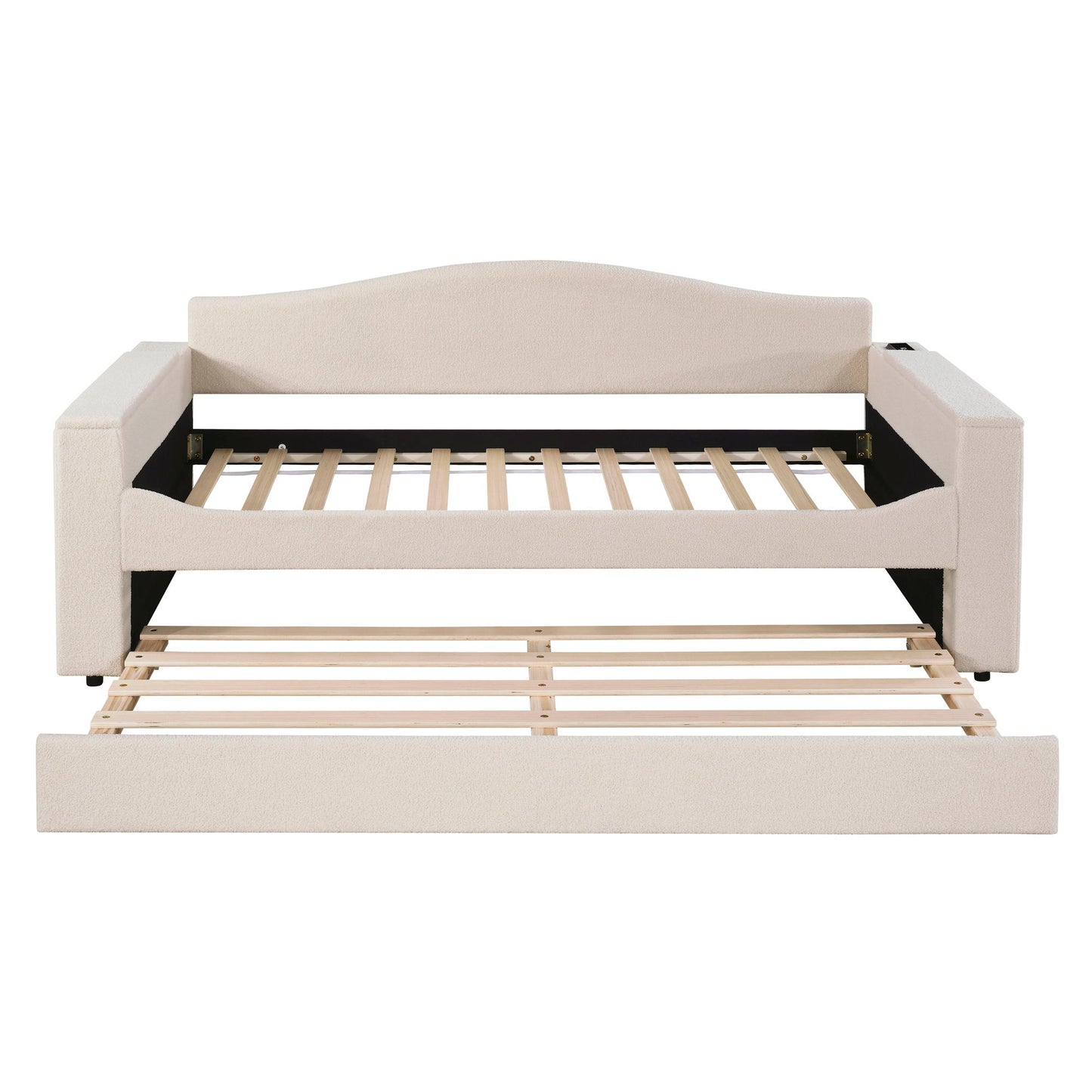 Upholstered Daybed With Storage Armrests, Trundle And Latest Integrated tooth Audio System