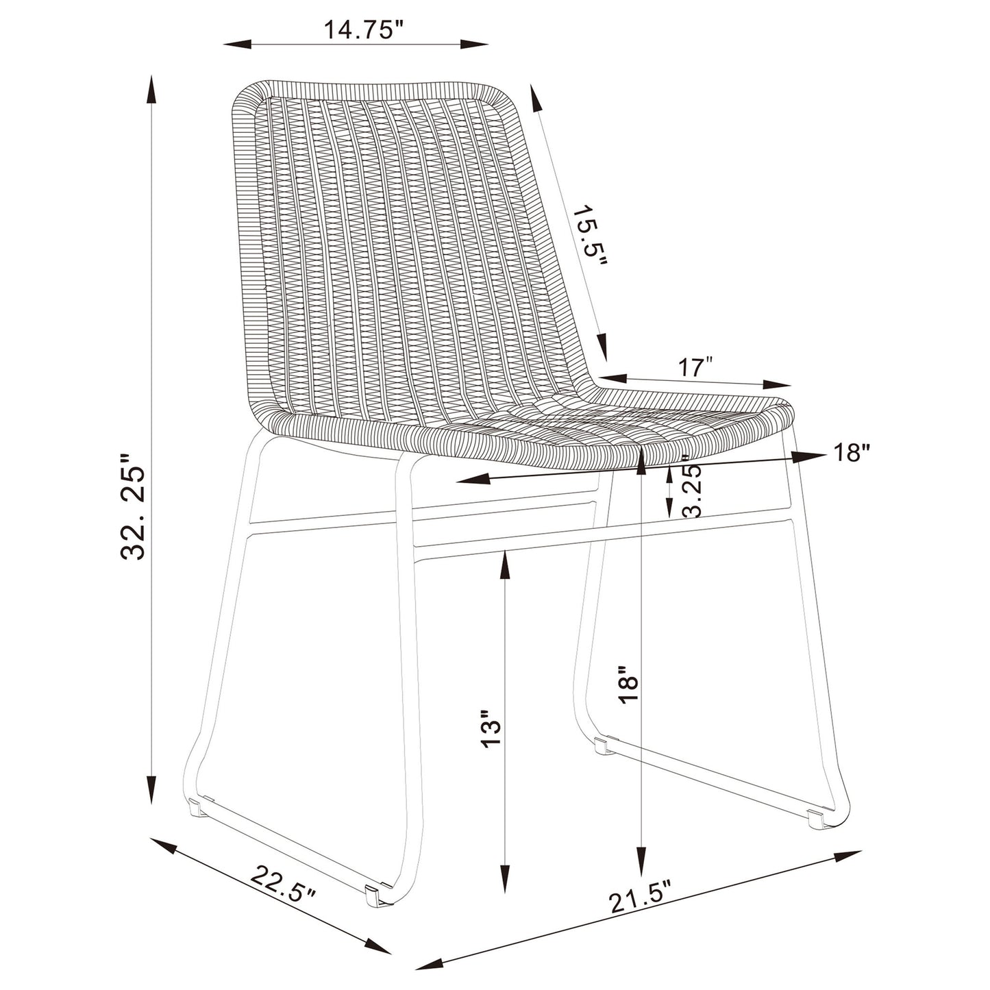 Dacy - Dining Side (Set of 2) And Sturdy Sled Base - Brown