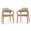 Indoor Upholstered Dining Chair (Set of 2) With Sturdy Frame And Ergonomic Curved Backrest - Oatmeal / Teak