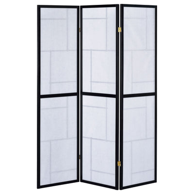 Reese - 3 Panel Room Divider Folding Shoji Screen With Accents - Beige / White