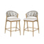 Outdoor 26" Counter Height Metal Frame Counter Stools With Scallop Shaped Backrest & Water Resistant Cushions