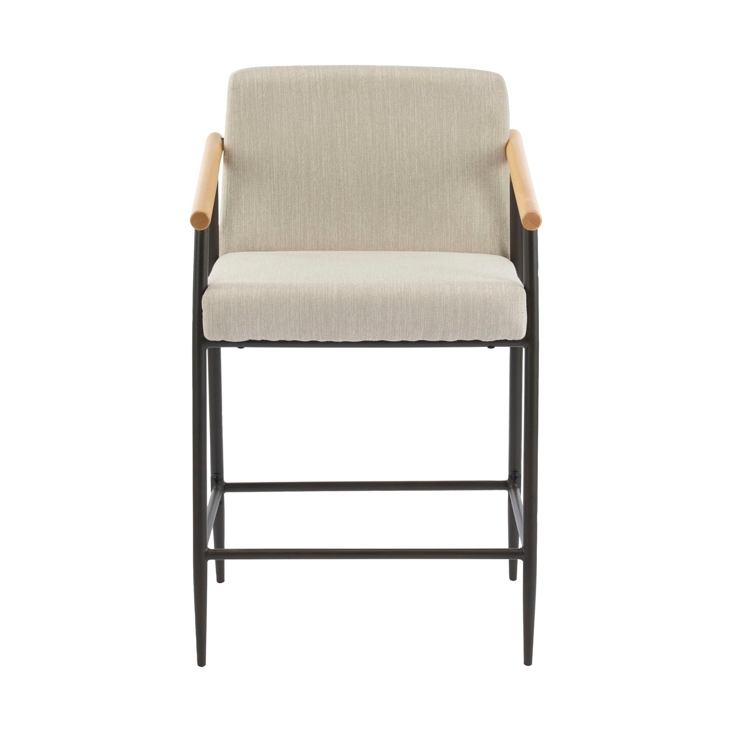 Mid Century Modern Counter Stool Set With Iron Frame