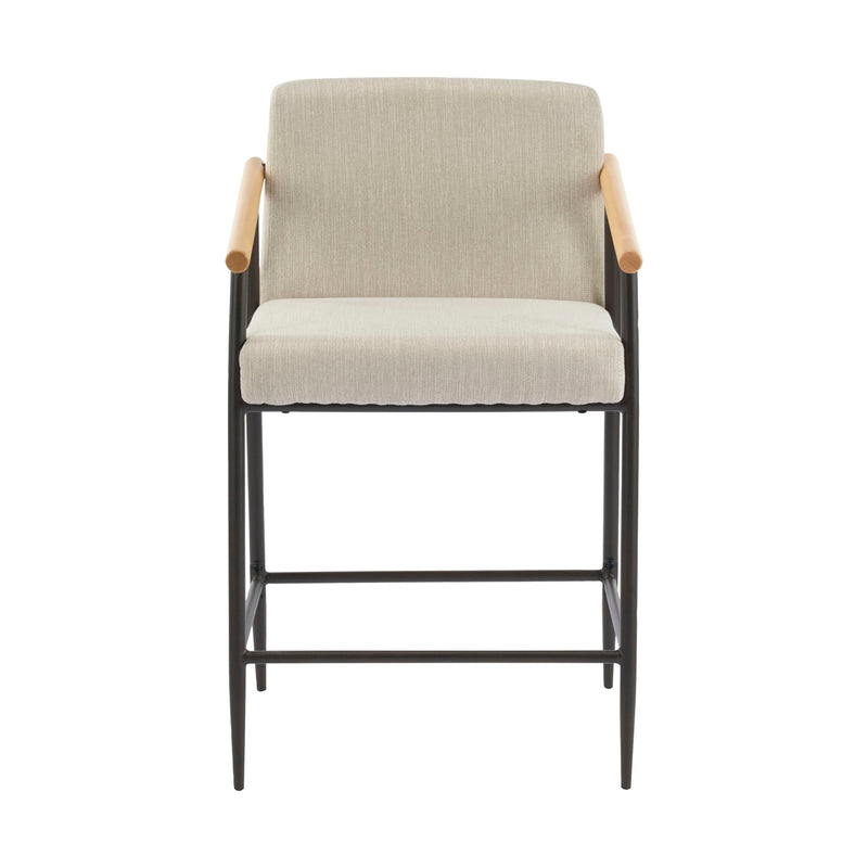 Counter Stool Set With Iron Frame - Espresso / Beige