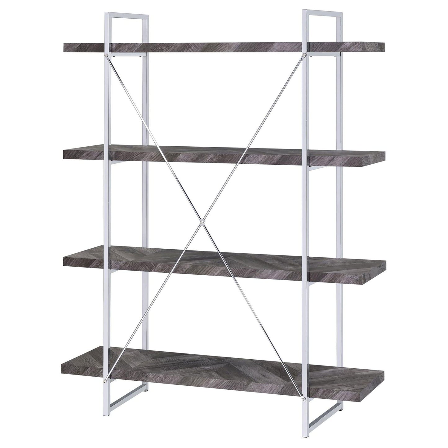 Herringbone - Bookcase With Full Length Shelf - Gray