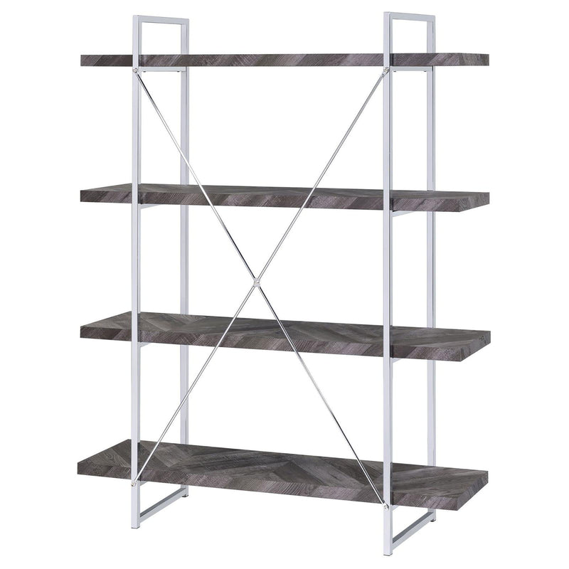 Herringbone - Bookcase With Full Length Shelf - Gray