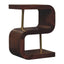 S Curve Brass Bedside Table - Dark Brown