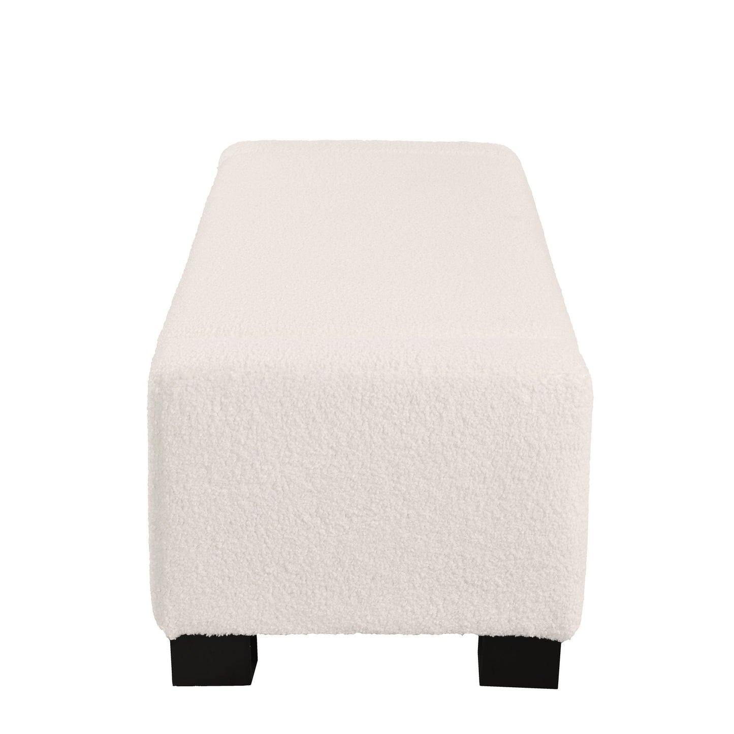 Textured Boucle Ottoman Bench With Hinged Lid For Seating And Storage - Beige