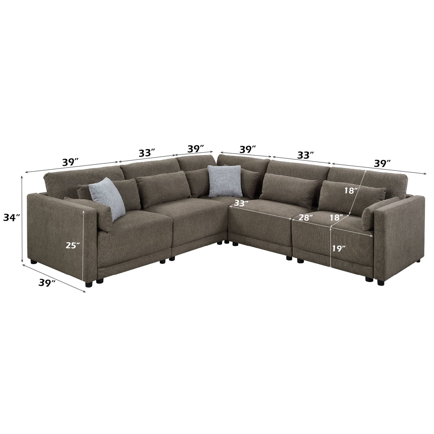 Rylie - Modular Sectional Sofa With Toss Pillows
