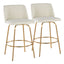 Toriano - Contemporary, Fixed Height Counter Stool With Swivel With Round Footrest (Set of 2)