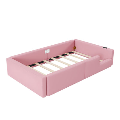 Platform Bed With Guardrail And Charging Station