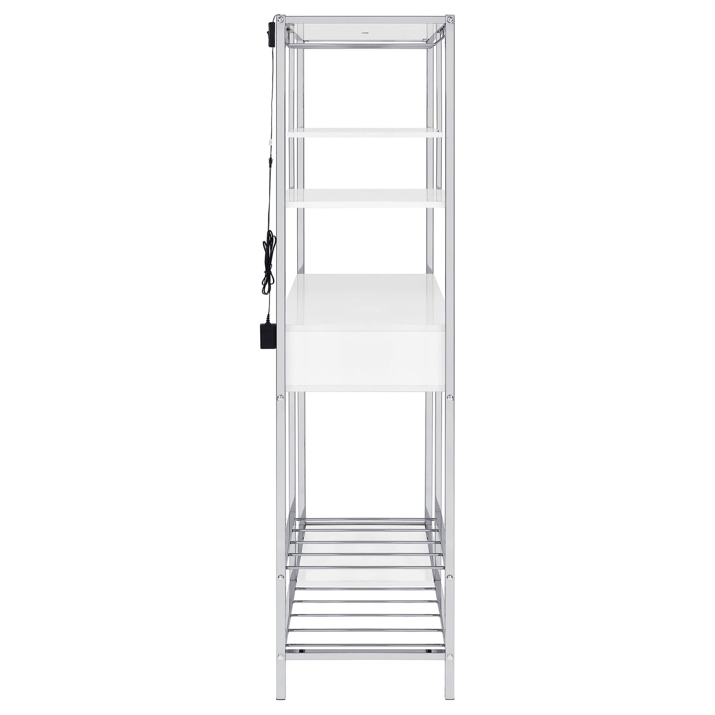 Draper - 5 Shelf LED Wine Cabinet With Pull Out Drawer - Gloss White