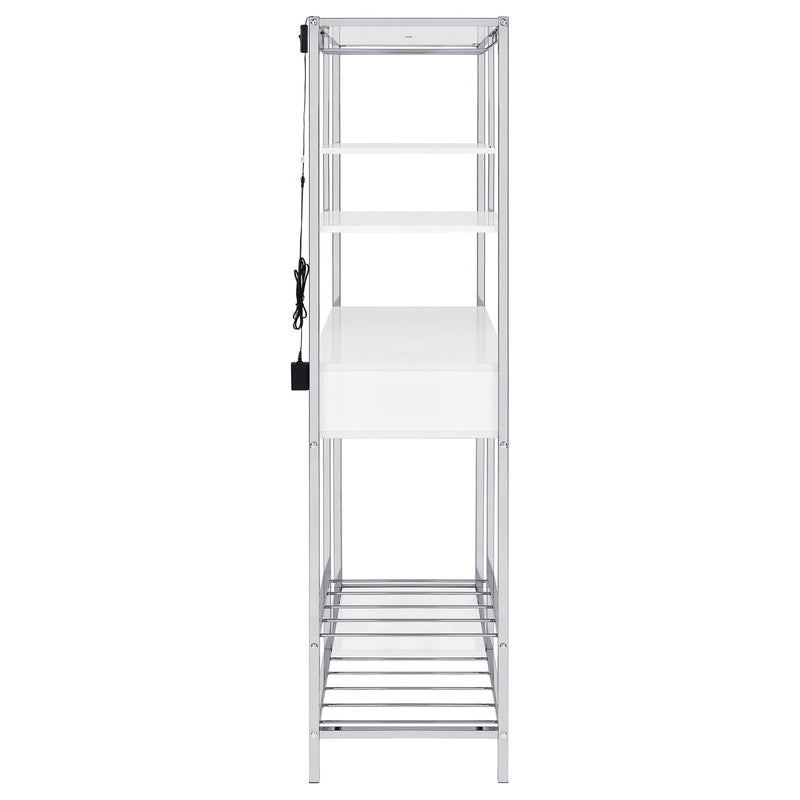 Draper - 5 Shelf LED Wine Cabinet With Pull Out Drawer - Gloss White