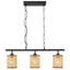 Elysian - 3 Lights Island With Natural Shade Farmhouse Chain Ceiling Lamp - Black / Rattan