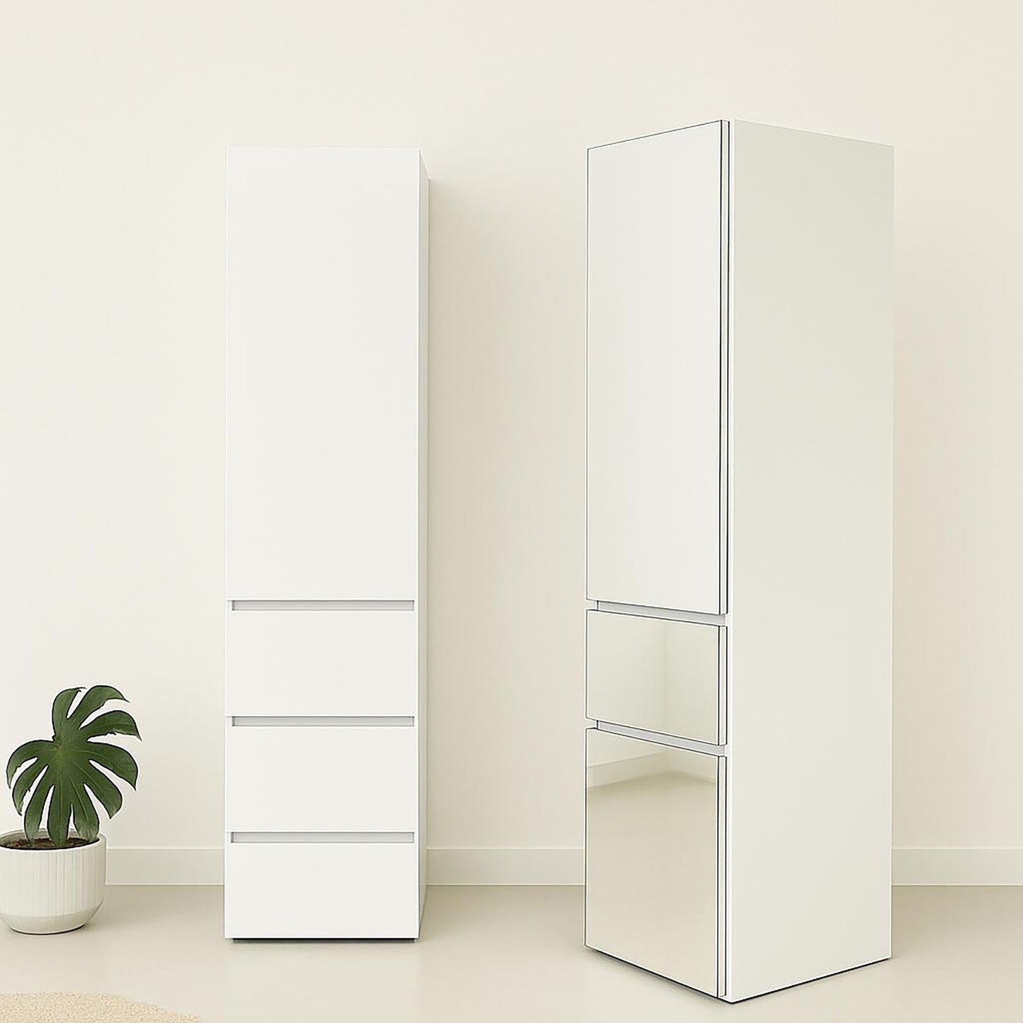 Elise - Modular Closet System With Mirror And Customizable Storage - White