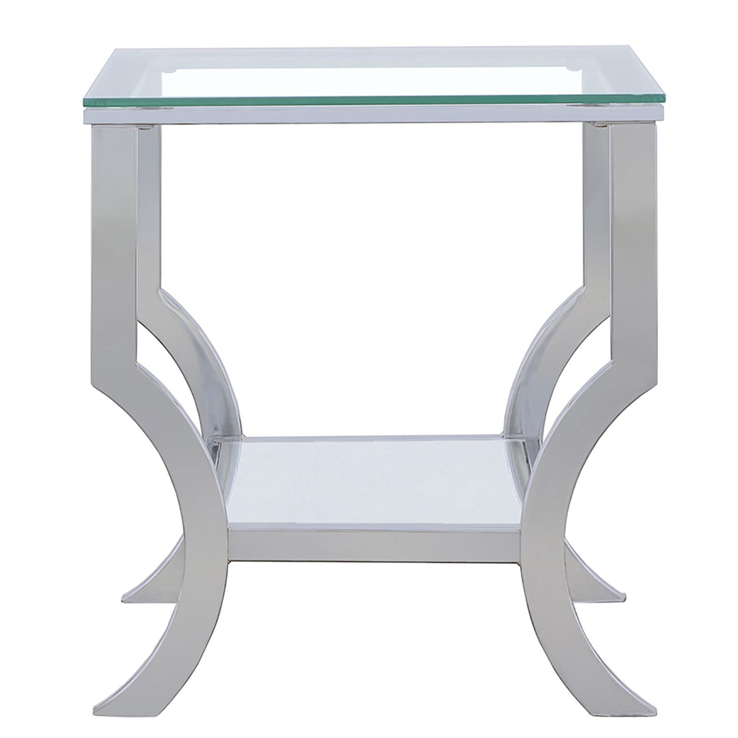 Porch & Den - Square Top End Table Elegance Glass - Chrome