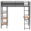 William - Twin Loft Bed 3 Shelf With Built In Desk - Matte Black