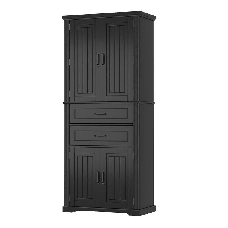 Storage Cabinet With Adjustable Shelves, 2 Drawers, Doors