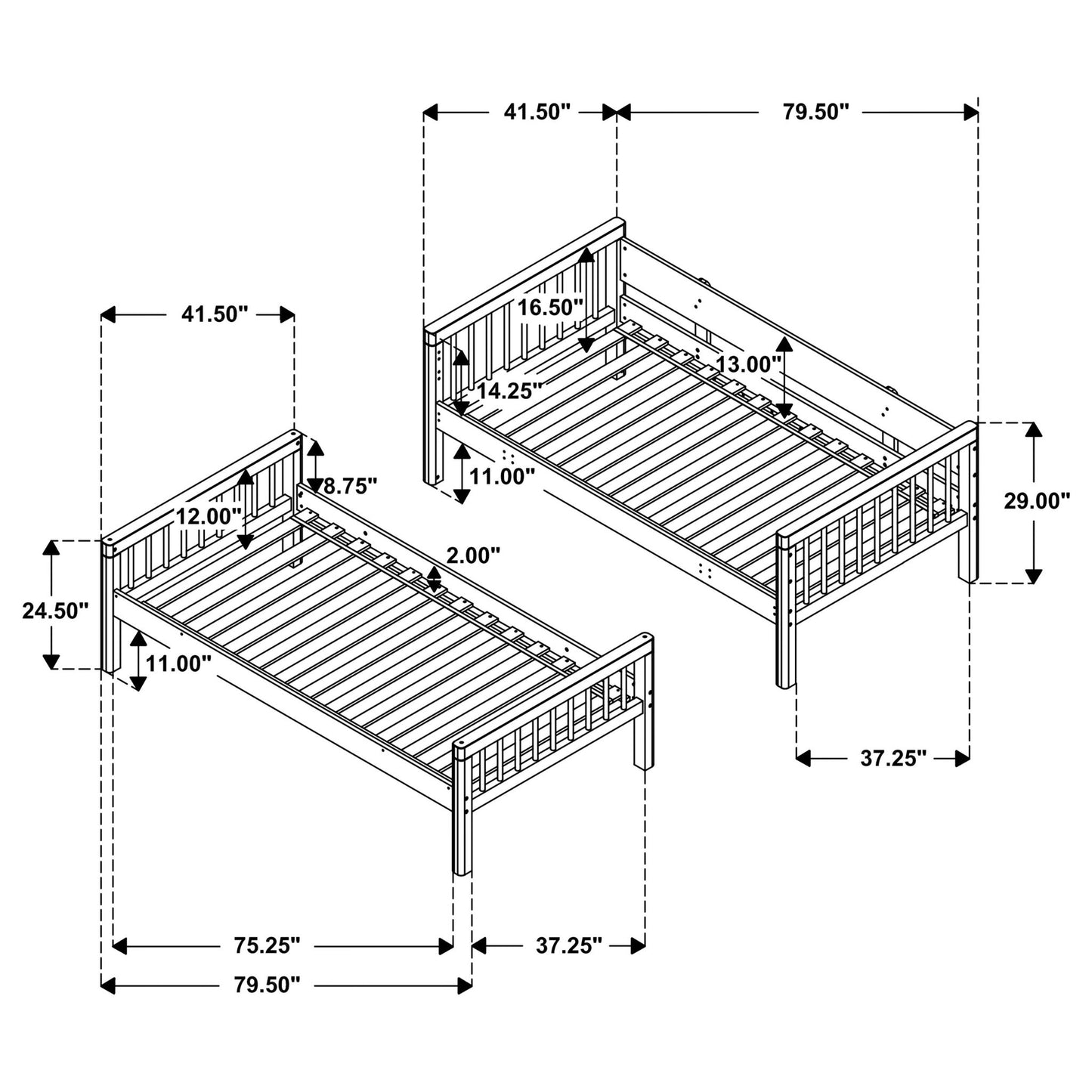 Ponderosa - Twin Over Twin Bunk Bed With Accents - Natural