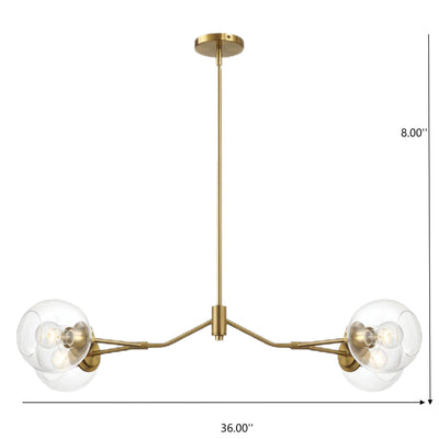 Jewel - 4 Lights Chandelier Ceiling Hanging Light Fixture - Clear / Gold