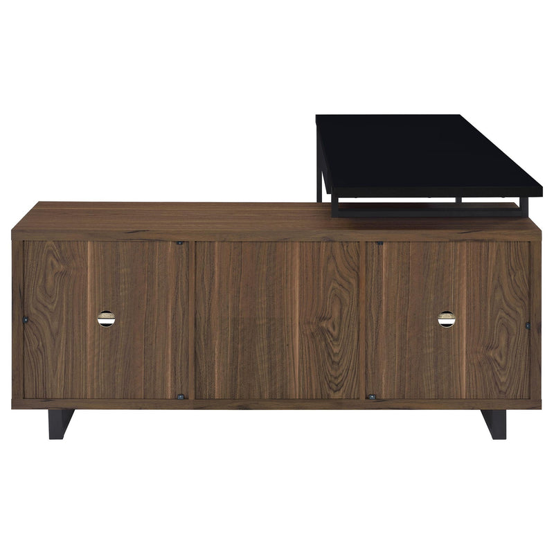 Rodger - L Shape Office Desk With Storage, Workstation For Home Or Office - Walnut