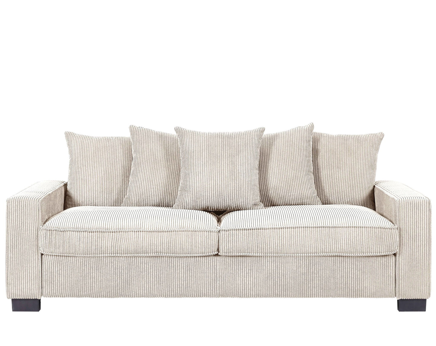Luxe Sofa With 5 Matching Toss Pillows, Sleek Design, Spacious And Comfortable 3 Seater Couch