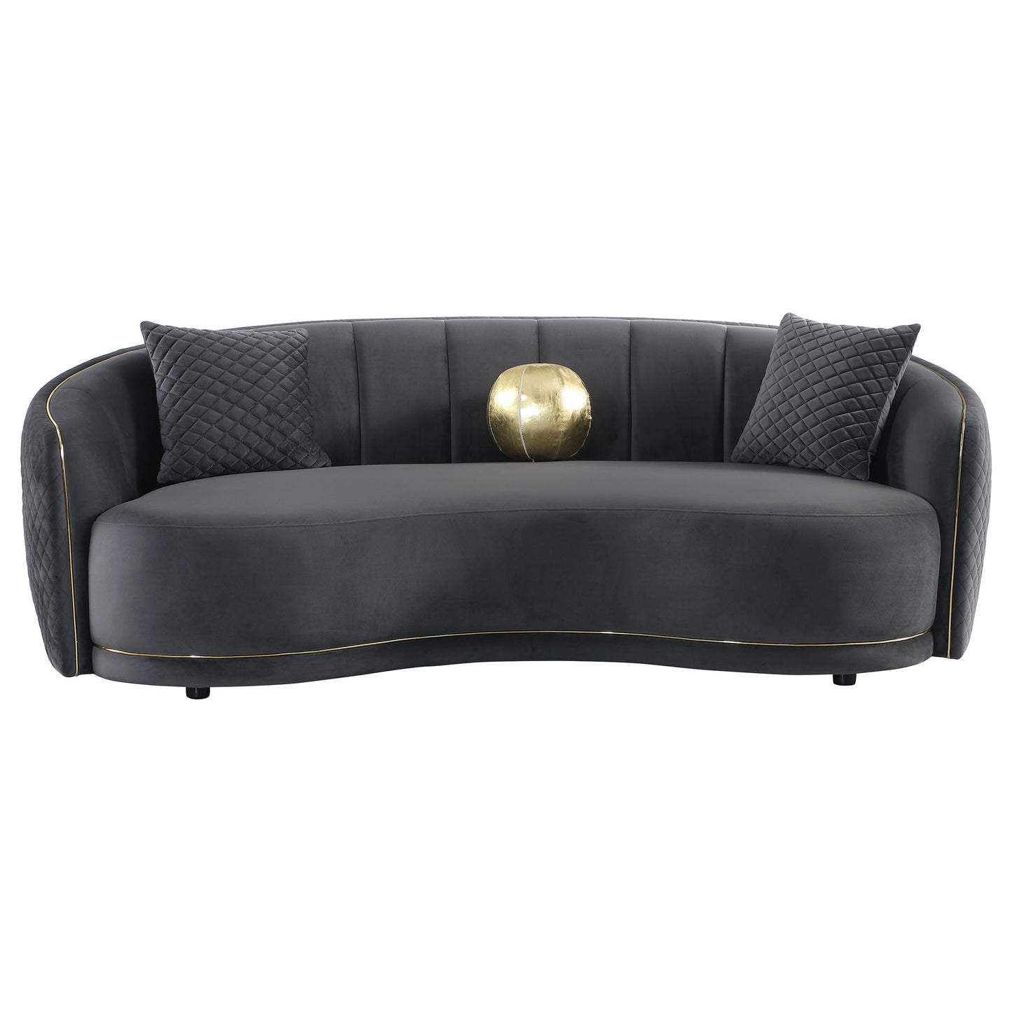 Lorraine - 2 Piece Upholstered Sofa Set With Tufting Trim - Dark Gray