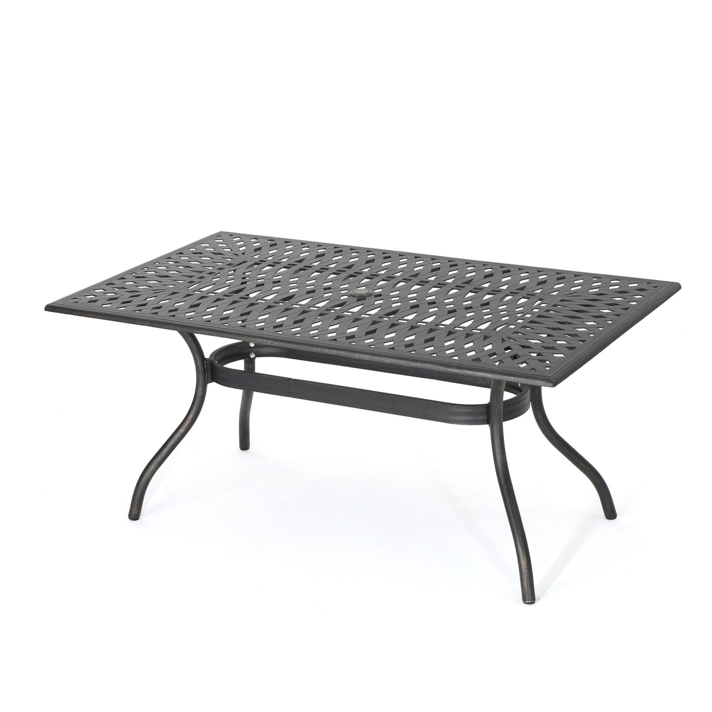 Enchantia - Outdoor Rectangular Dining Table With Weave Tabletop And Flared Legs - Copper