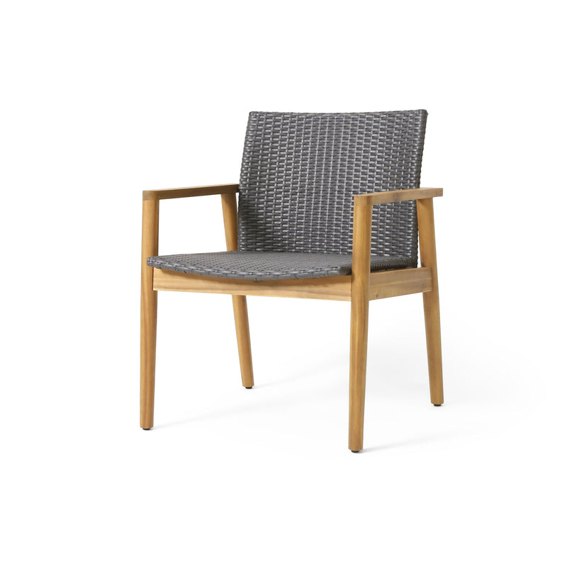 Tranquilize - Outdoor Wooden Club Chair With Woven Wicker Seat And Back (Set of 2) - Natural