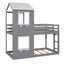 Bunk Bed Wood Bed & Roof, Window, Guardrail, Ladder