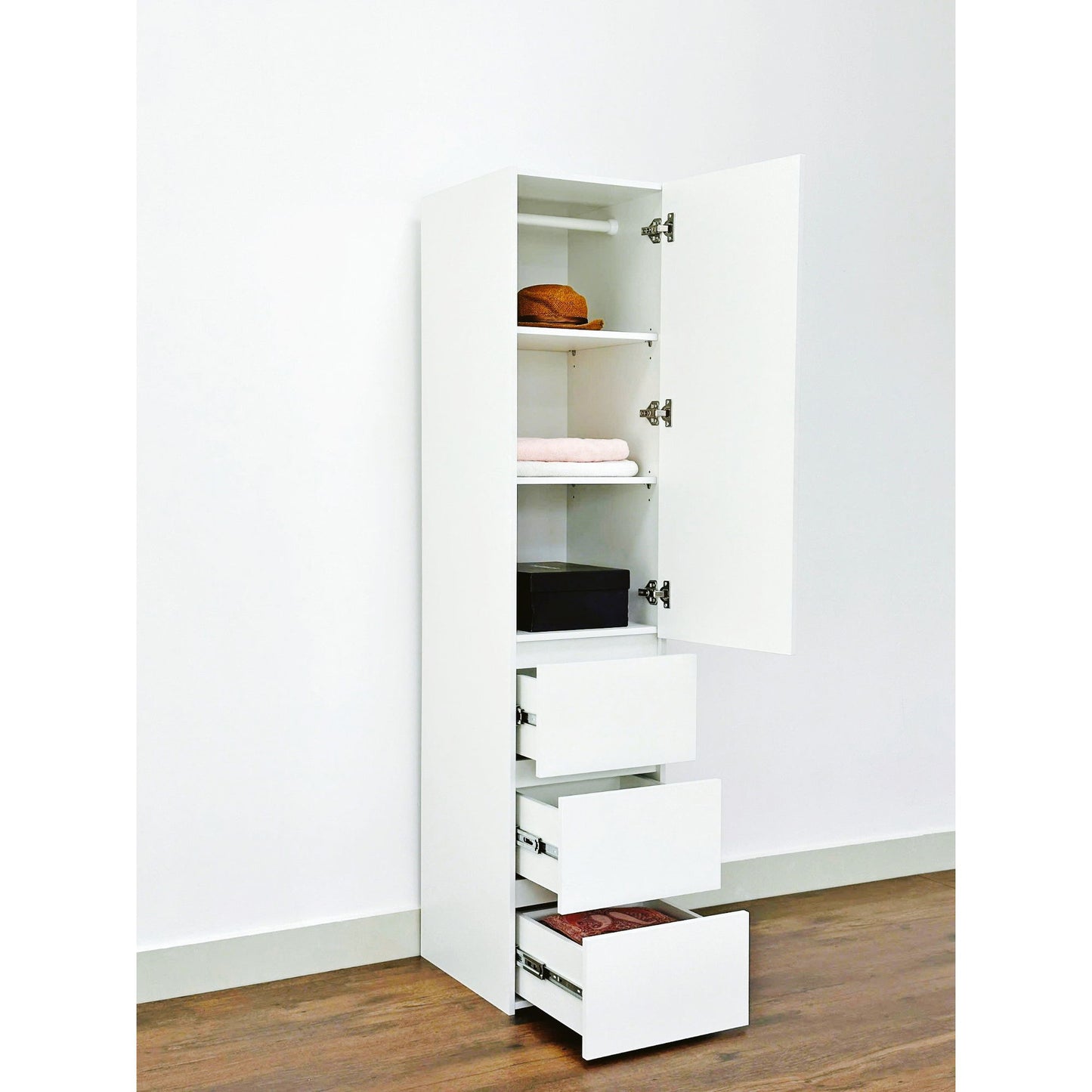 Elise - Slim Modular Closet Cabinet With Drawers - White