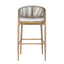 Outdoor Bar Height Metal Frame Counter Stools With Scallop Shaped Backrest & Water Resistant Cushions