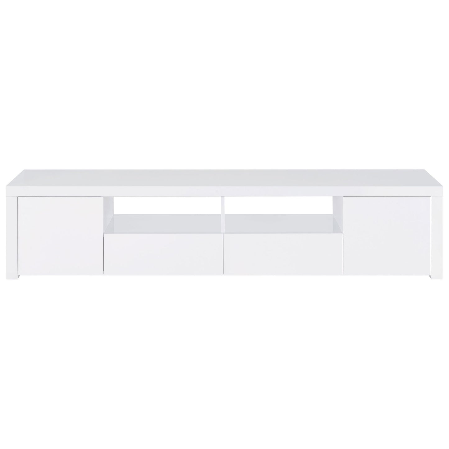 Garner - 2 Door Stand With Drawers Media Console - Gloss White