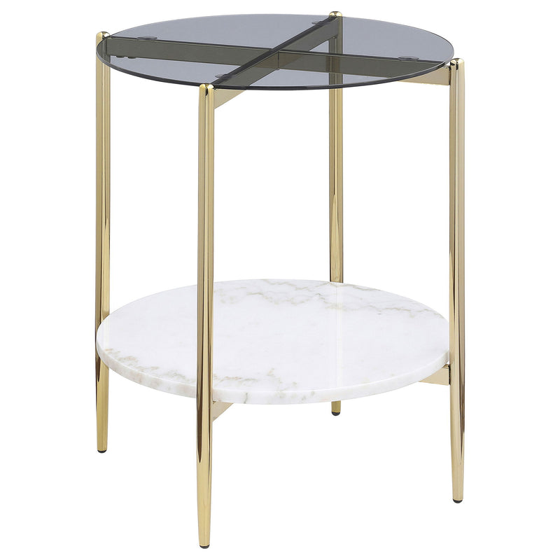 Jackel - 2 Piece Round Coffee And End Table Set - Gold