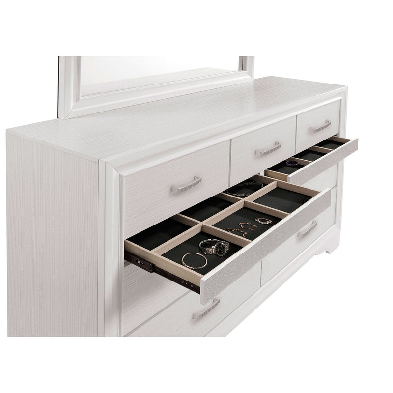 7 Drawer Dresser With Mirror - White