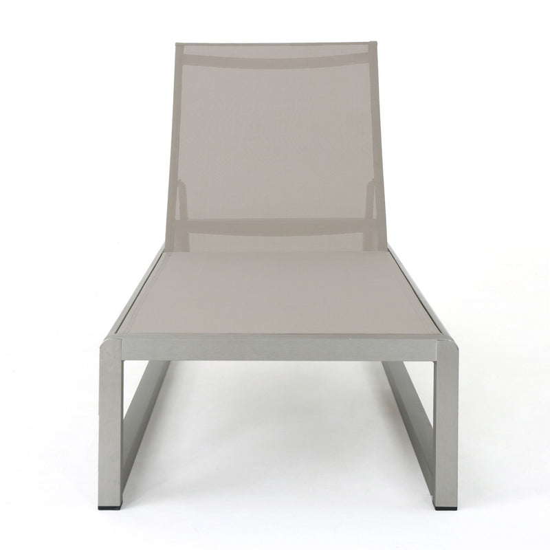 Outdoor Chaise Lounge (Set of 2) With Adjustable Aluminum Frame And Textilene Mesh Seating - Gray