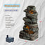 6 Tier Cascading Stone Water Fountain With LED Lights - Gray