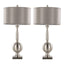 Joan - Contemporary Table Lamp (Set of 2) - Nickel / Gray Satin