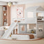 Loft Bunk Bed With Playhouse, Farmhouse, Ladder, Slide And Guardrails