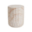 Outdoor / Indoor Lightweight Concrete Side Table, Cylinder Travertine Finish Accent Table - Beige