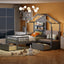 House Bed With Upholstered Sofa, Wireless Charging Station, Shelves And 2 Drawers