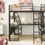 Loft Bed With 4 Layers Of Shelves And L-Shaped Desk, Stylish Metal Frame Bed With A Set Of Sockets, USB Ports And And Wireless Charging