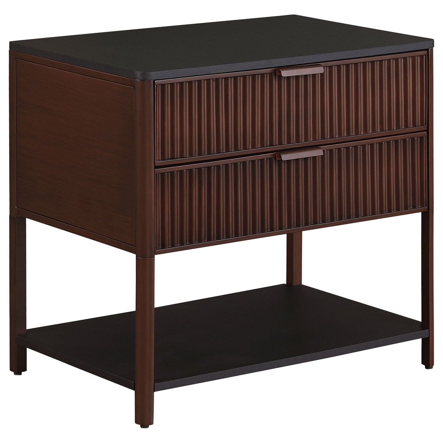 Tova - 2 Drawer Side Table With Shelf - Dark Brown