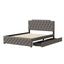 Upholstered Platform Bed With 2 Drawers And 2 Sets Of USB Ports On Each Side, Fabric