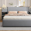 Upholstered Platform Bed With Reading Lights, Drawers, Trundle And Shelves