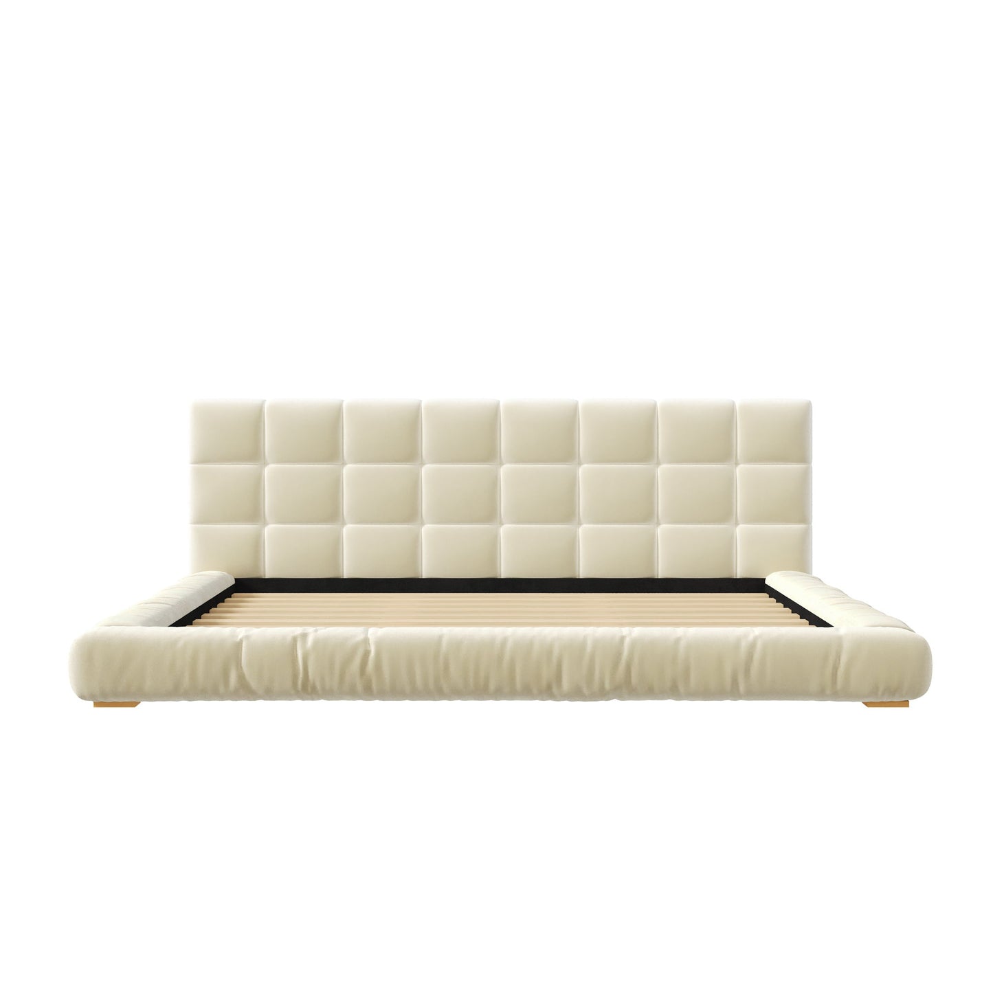 Upholstered Platform Bed Frame With Tufted Headboard